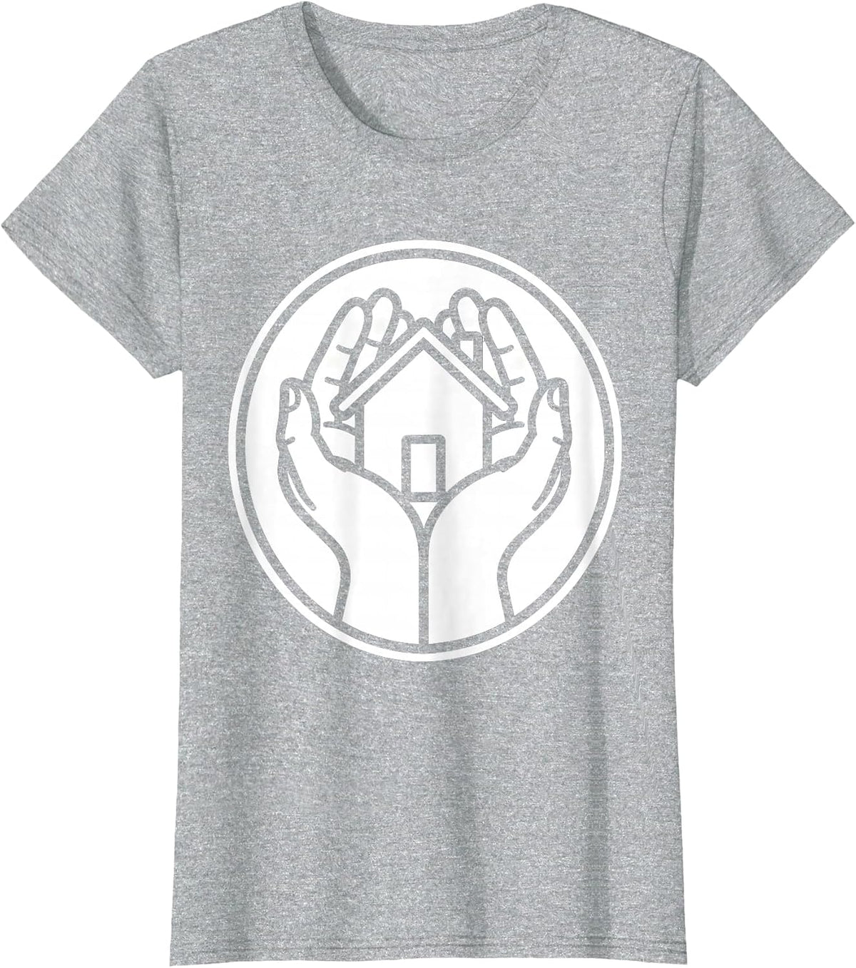 Women's Social Worker Hands Cradling Home Graphic T-Shirt - Heather Grey