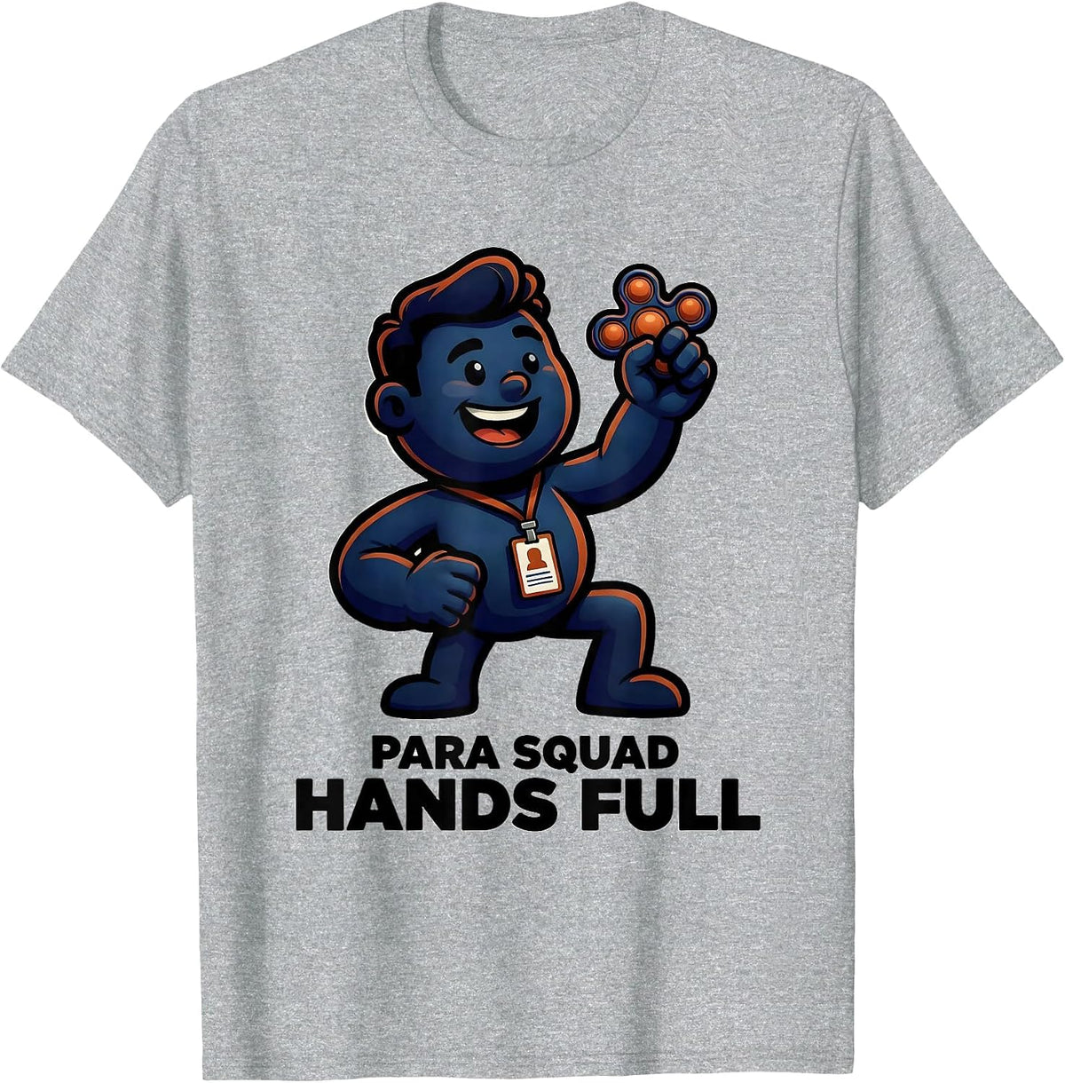 Men's Para Squad Hands Full Cartoon Paraprofessional Appreciation T-Shirt - Heather Grey