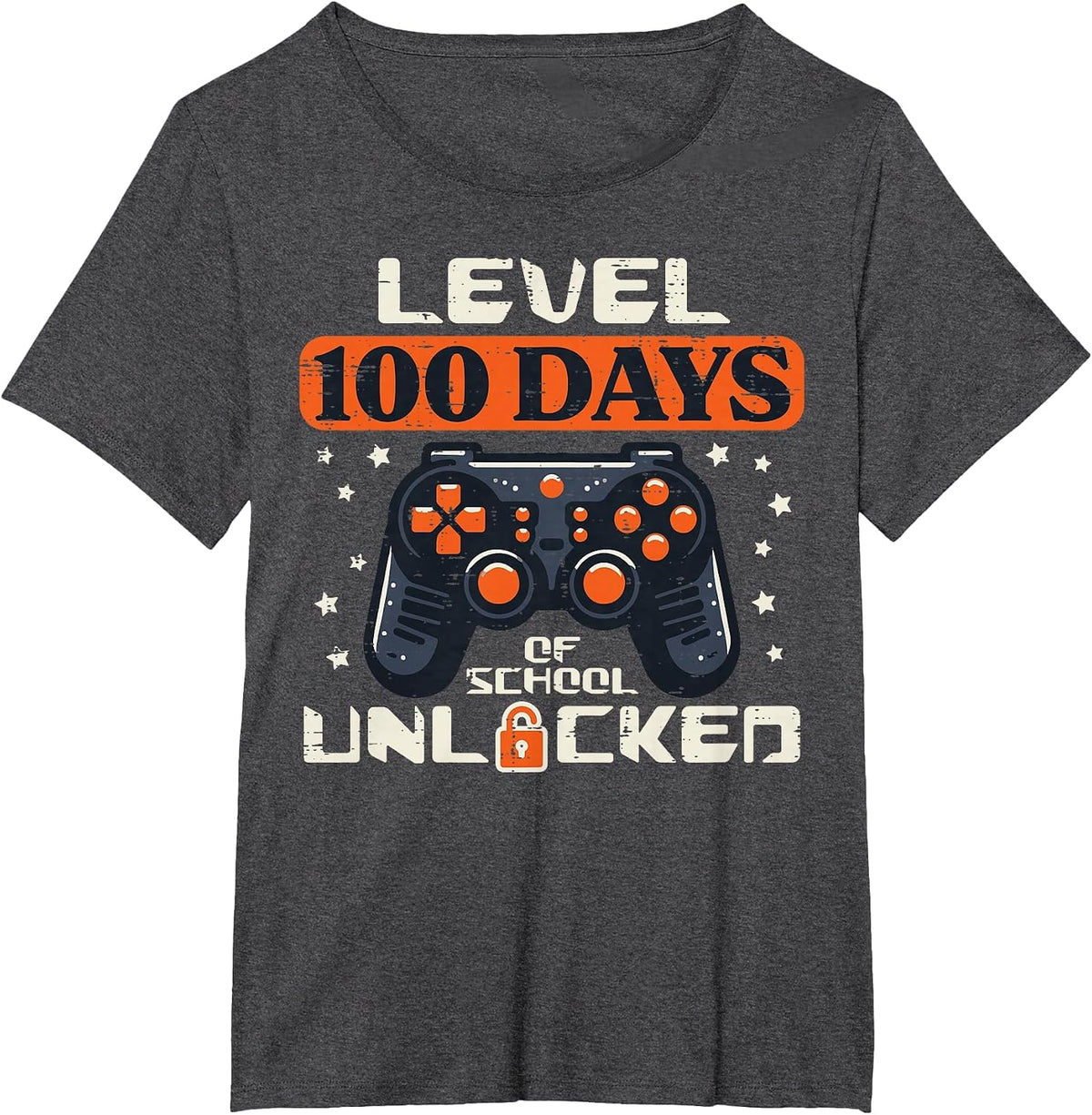 100 Days of School Video Game 100th Day Gaming Boys Kids Men T-Shirt - Dark Heather Grey