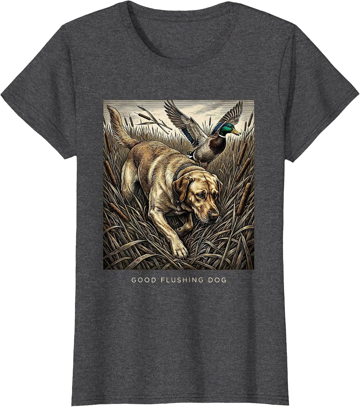 Women's Good Flushing Dog Vintage Labrador Duck Hunting Local Boy T-Shirt - Dark Heather Grey