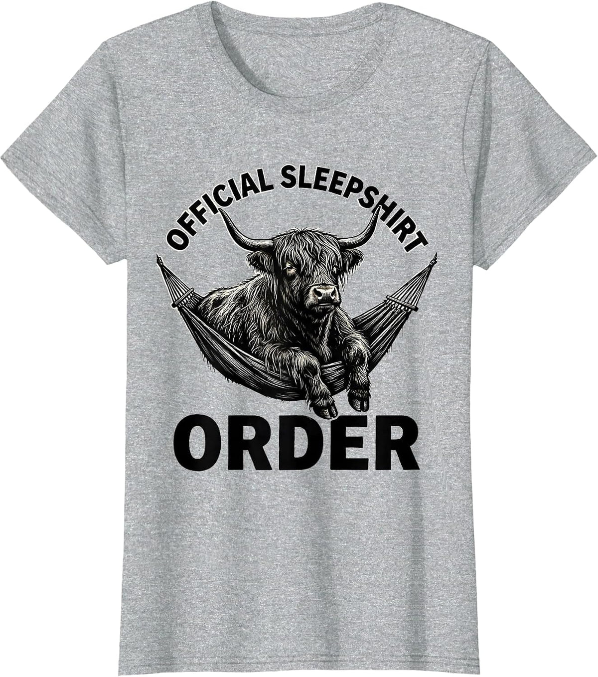 Official Sleepshirt Order Highland Cow Cozy Novelty T-Shirt - Heather Grey