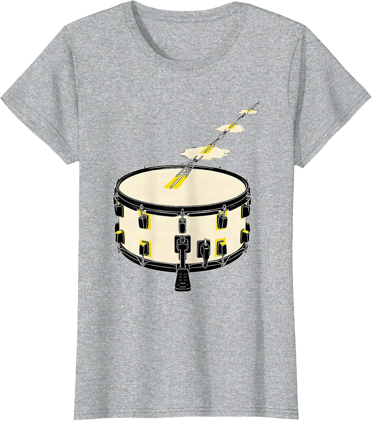 Women's Stencil Bass Drum Drummer Humor Vintage Gift T-Shirt - Heather Grey