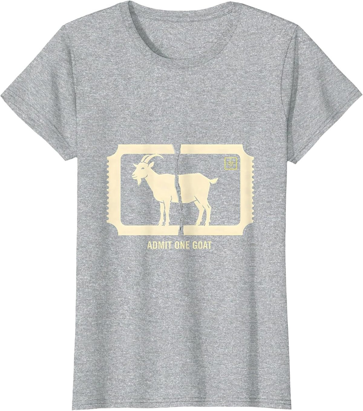 Women's Admit One Goat Stencil Graphic Freemason Square Compass T-Shirt - Heather Grey
