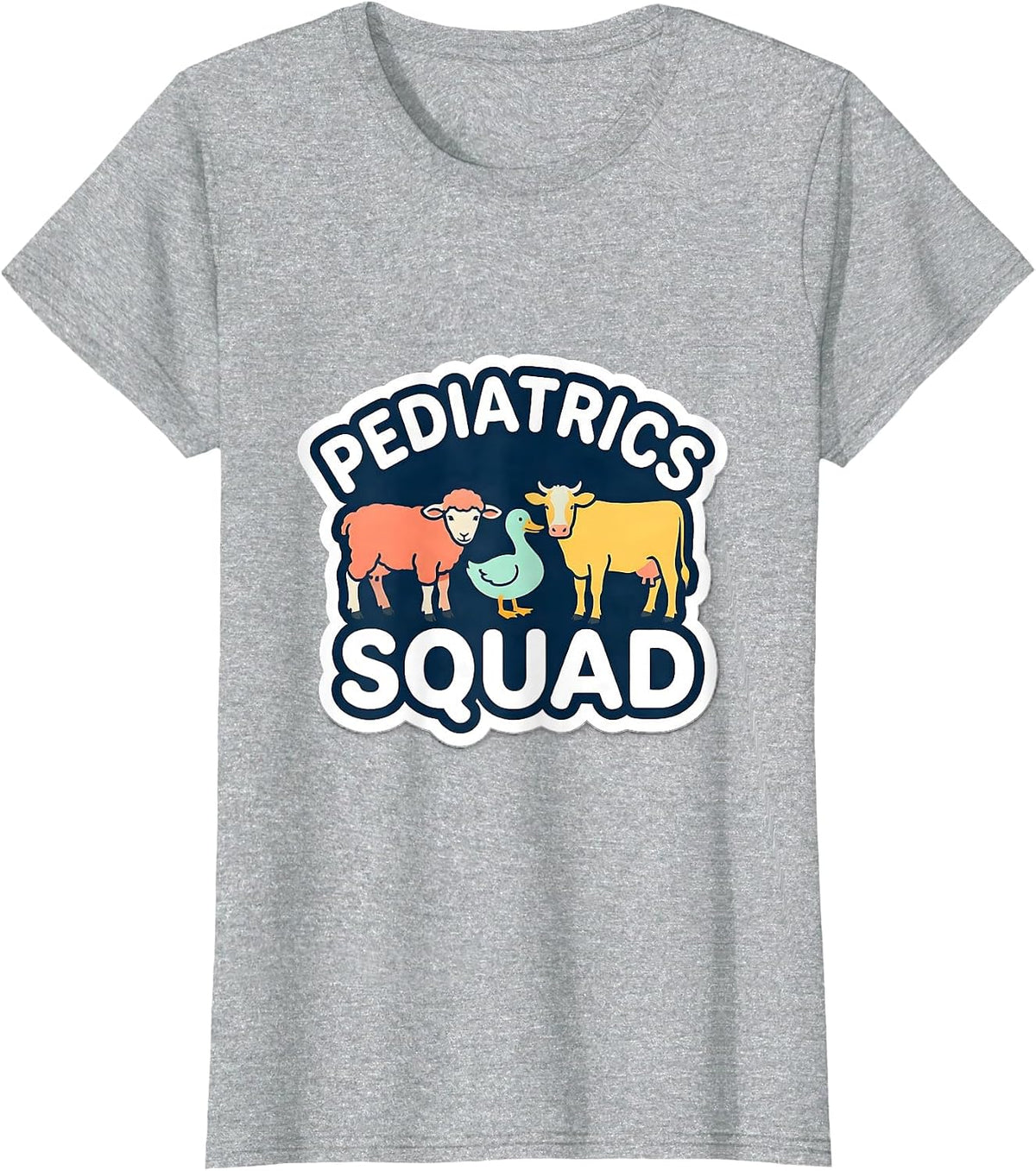 Women's Pediatrics Squad Cute Animal Pediatric Nurse NICU PICU T-Shirt - Heather Grey