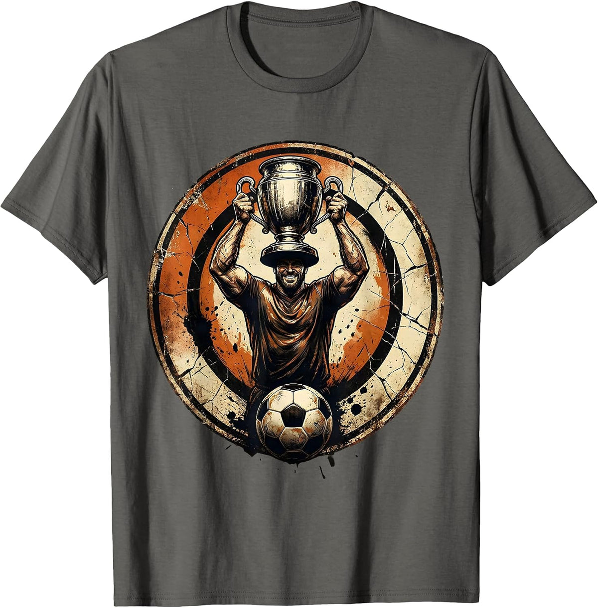 Soccer Dad Trophy Illustration Graphic T-Shirt - Asphalt Grey