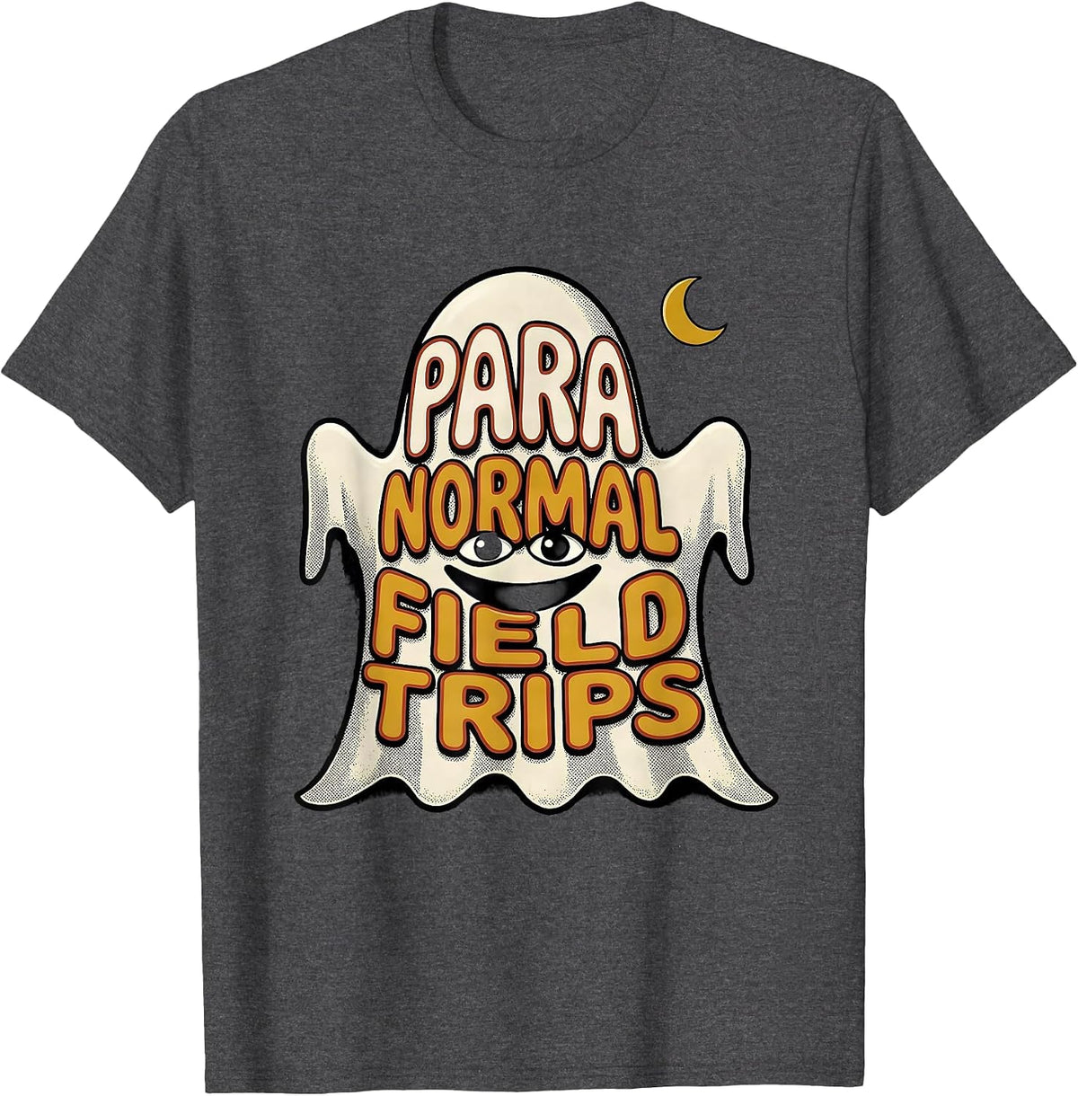 Para Normal Field Trips Retro Cartoon Ghost Paraeducator T-Shirt - Dark Heather Grey