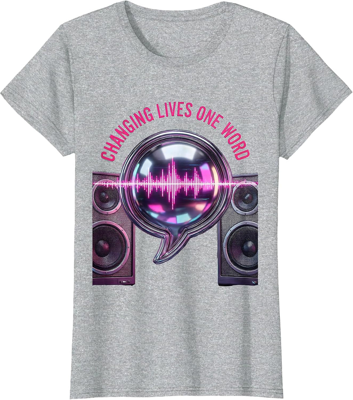 Women's Changing Lives One Word Speech Therapy Design T-Shirt - Heather Grey
