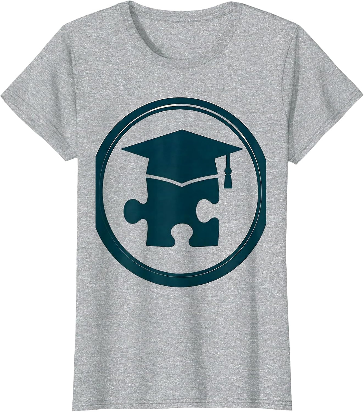 Special Education Teacher Graduation Cap Puzzle Piece T-Shirt - Heather Grey