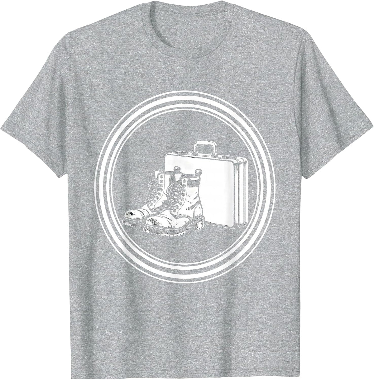 Men's Social Worker Worn Boots and Briefcase Graphic T-Shirt - Heather Grey
