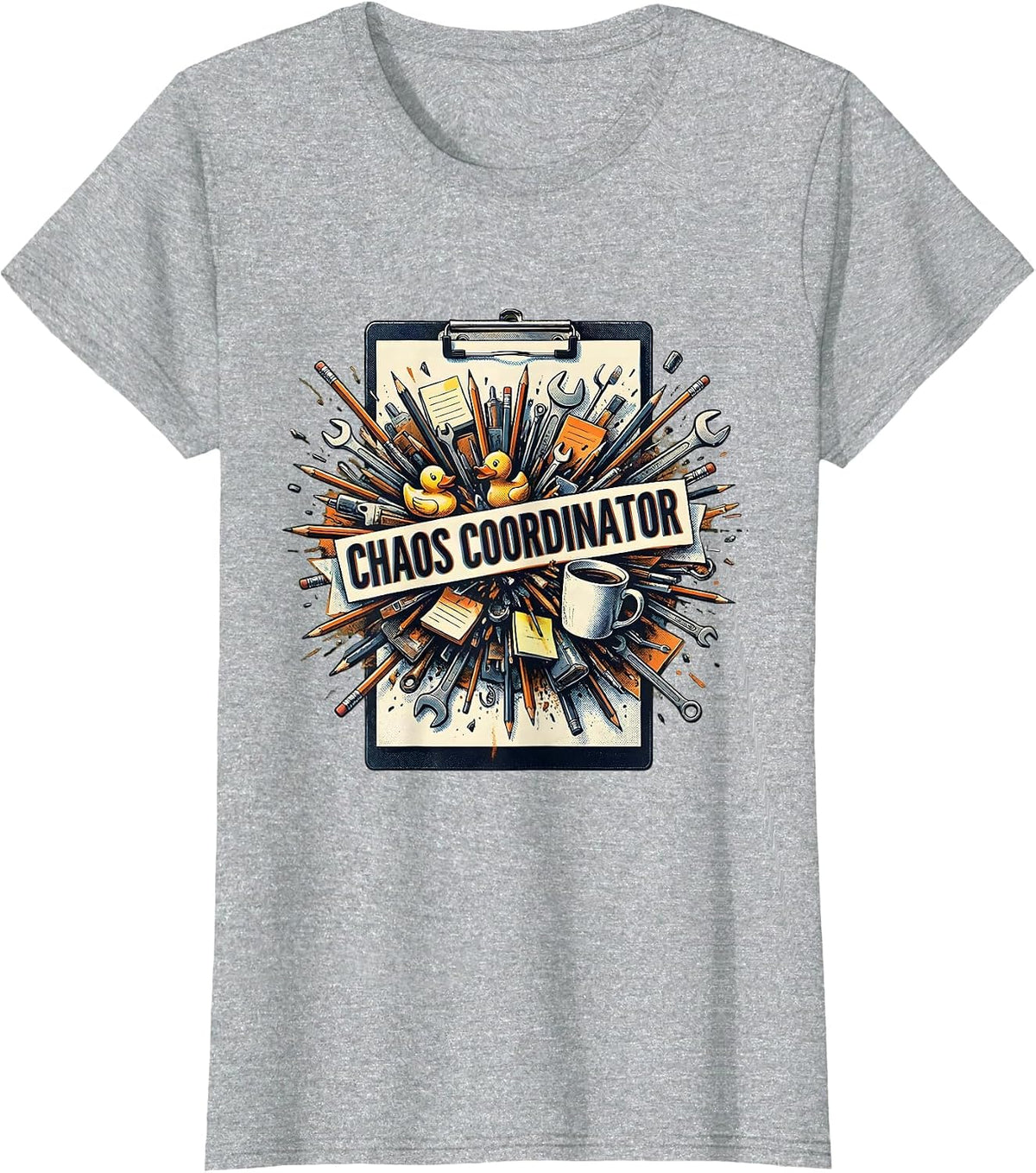 Chaos Coordinator Funny Novelty Design T-Shirt - Heather Grey