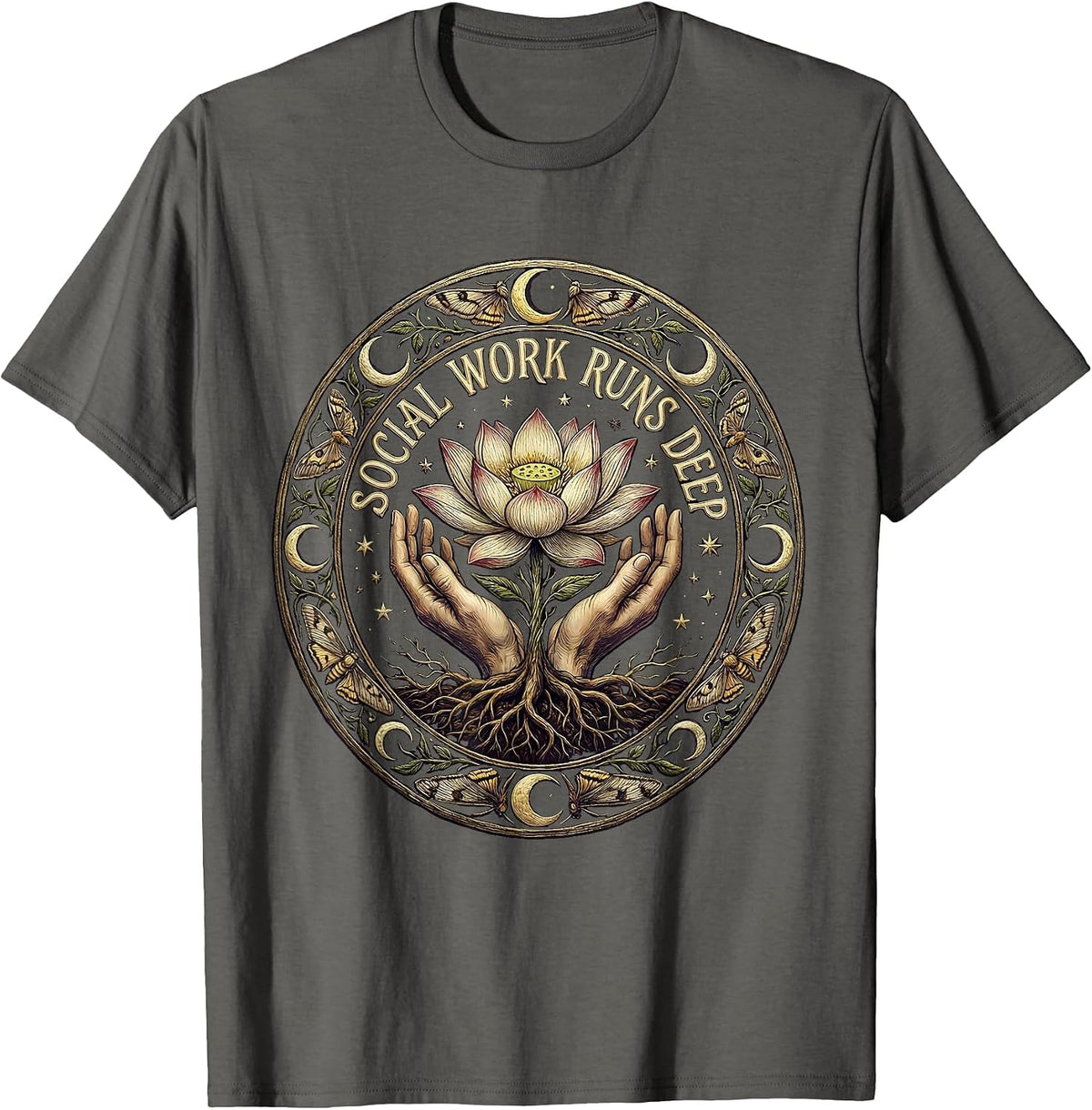 Men's Social Work Runs Deep Social Worker Design T-Shirt - Asphalt Grey