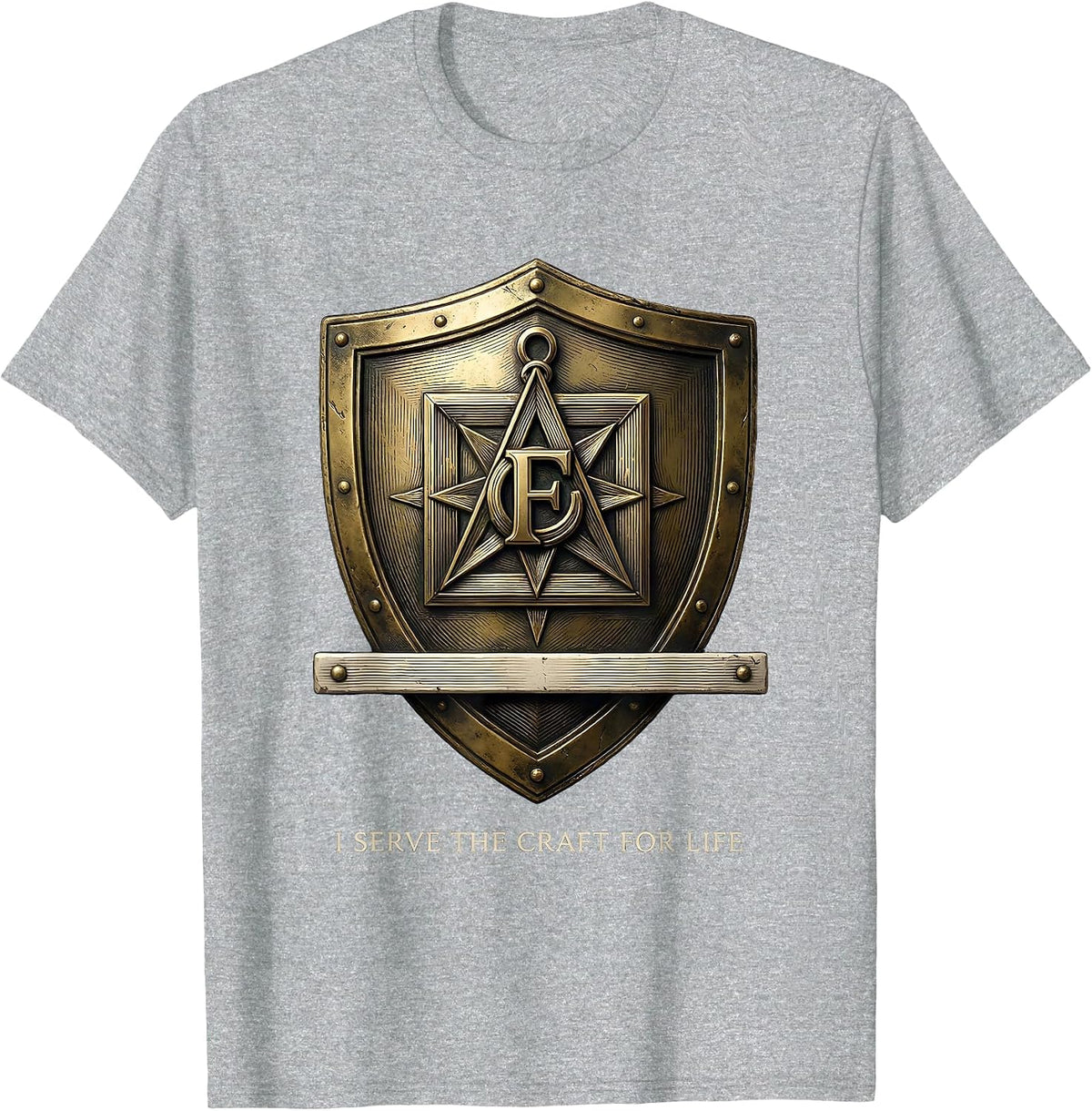 Men's I Serve The Craft For Life Freemason Fraternal Square T-Shirt - Heather Grey