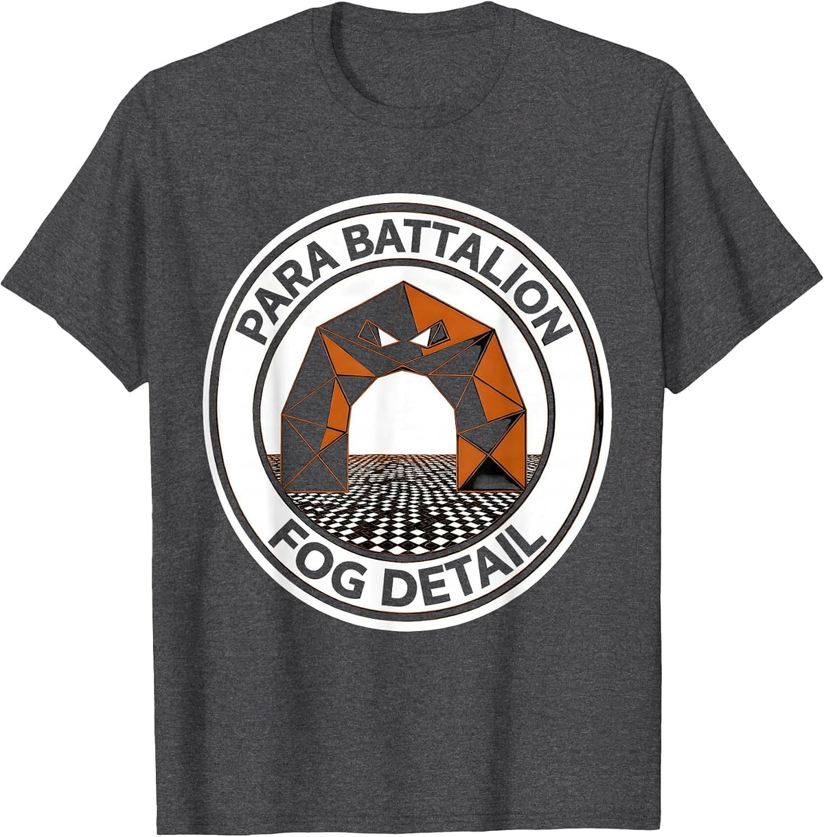 Men's Para Battalion Fog Detail Geometric Paraeducator Halloween T-Shirt - Dark Heather Grey