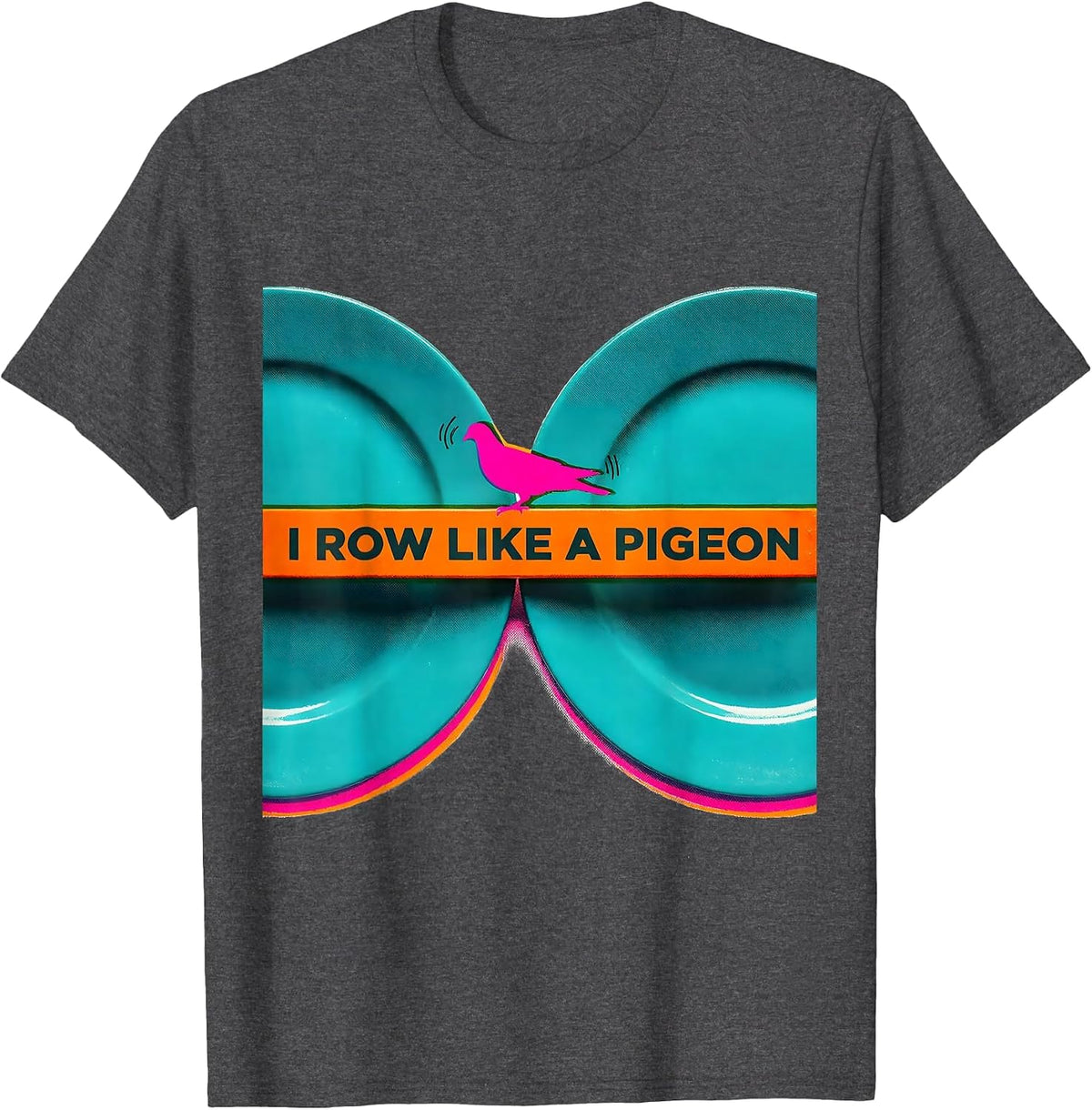 Men's I Row Like A Pigeon Funny Gym Workout Animal Pun Humor T-Shirt - Dark Heather Grey