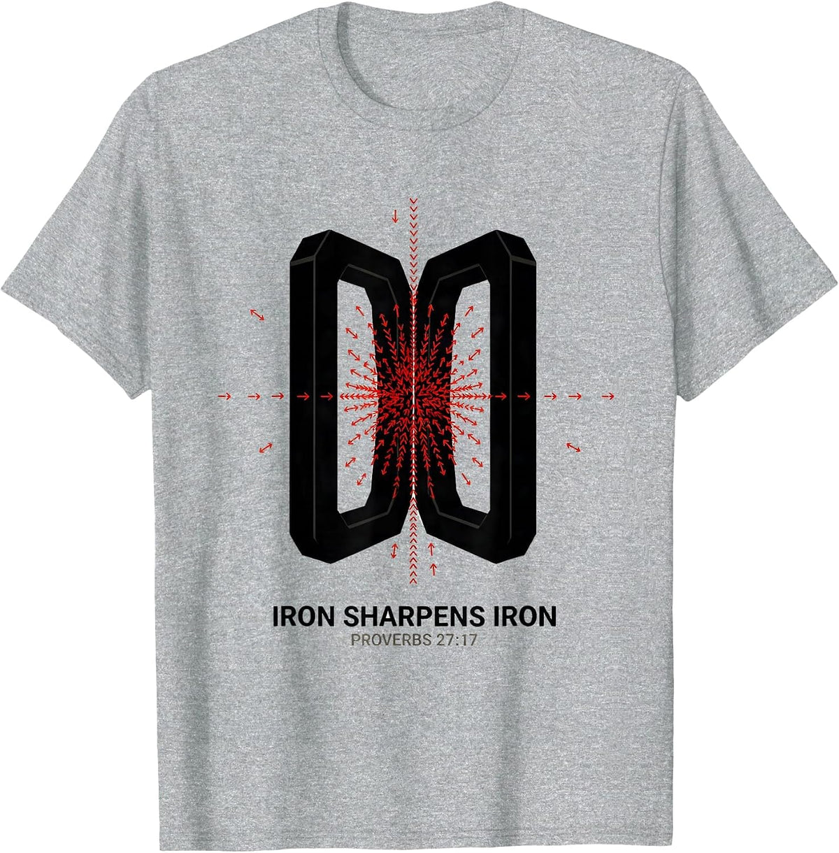 Men's Iron Sharpens Iron Proverbs 27:17 Christian Men Gym Workout T-Shirt - Heather Grey