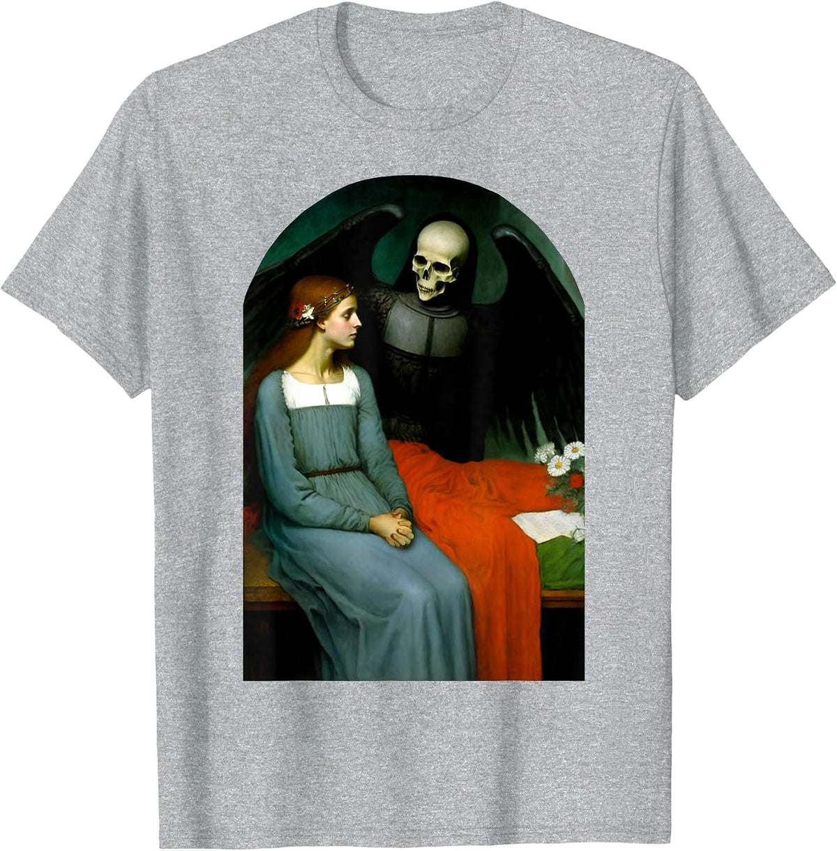 Reaper of Death and Fair Maiden Punk Goth Grunge T-Shirt - Heather Grey