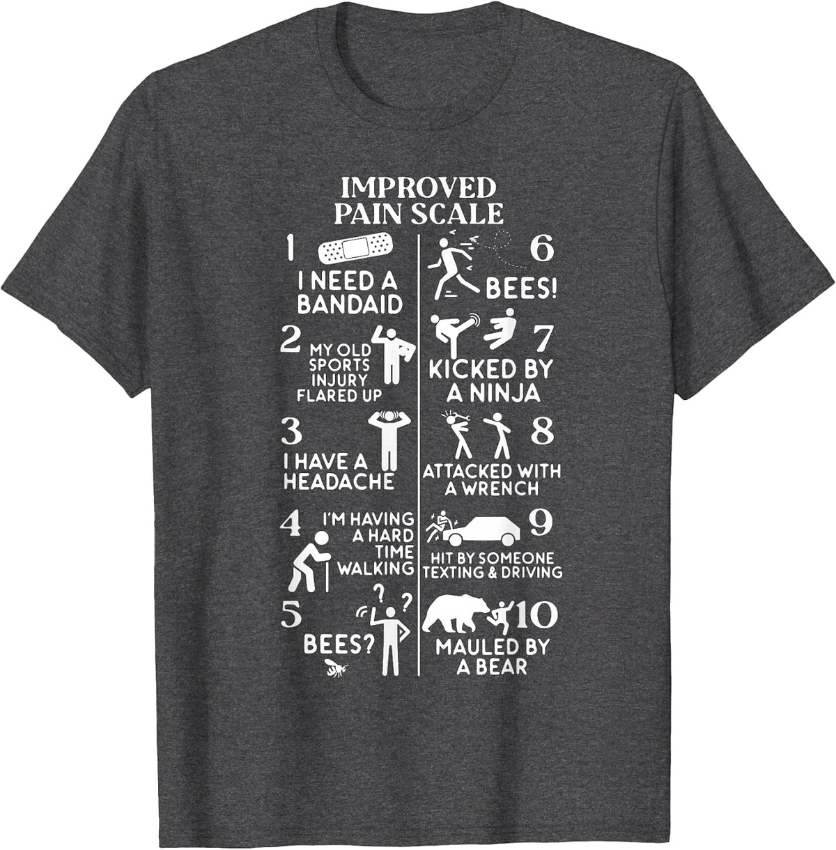 Physical Therapy Improved Pain Scale Ortho Rehab Massage PT T-Shirt - Dark Heather Grey