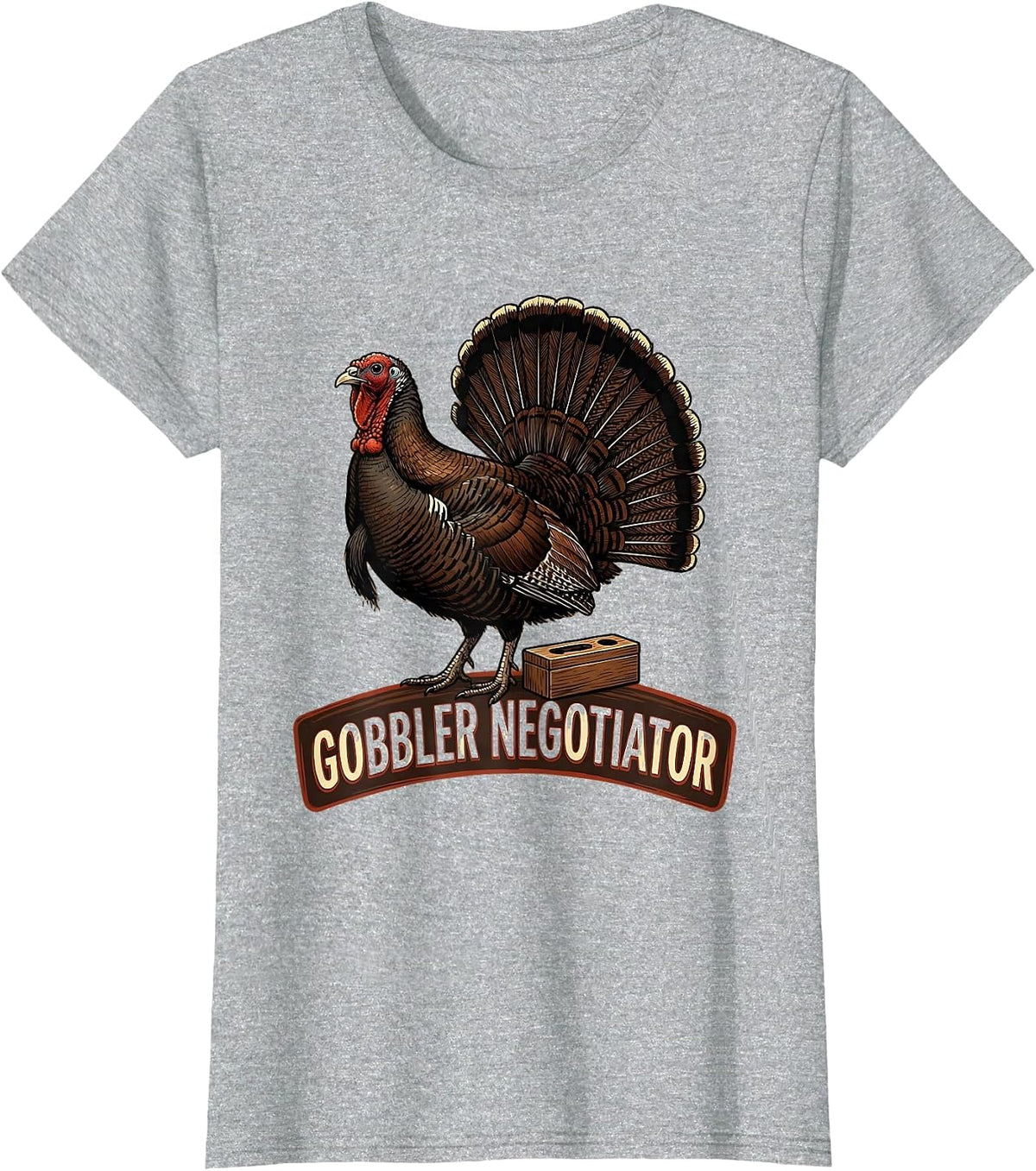 Gobbler Negotiator Funny Turkey Hunting Season Gift T-Shirt - Heather Grey