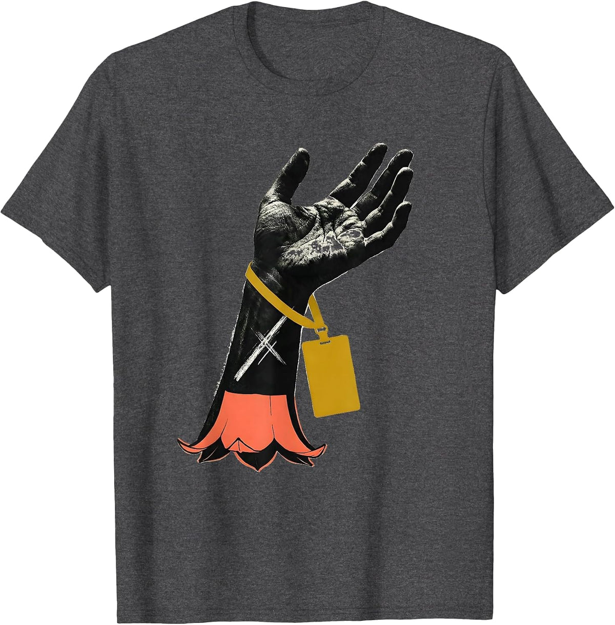 Men's Supportive Forearm Midcentury Modern Social Worker Christmas T-Shirt - Dark Heather Grey