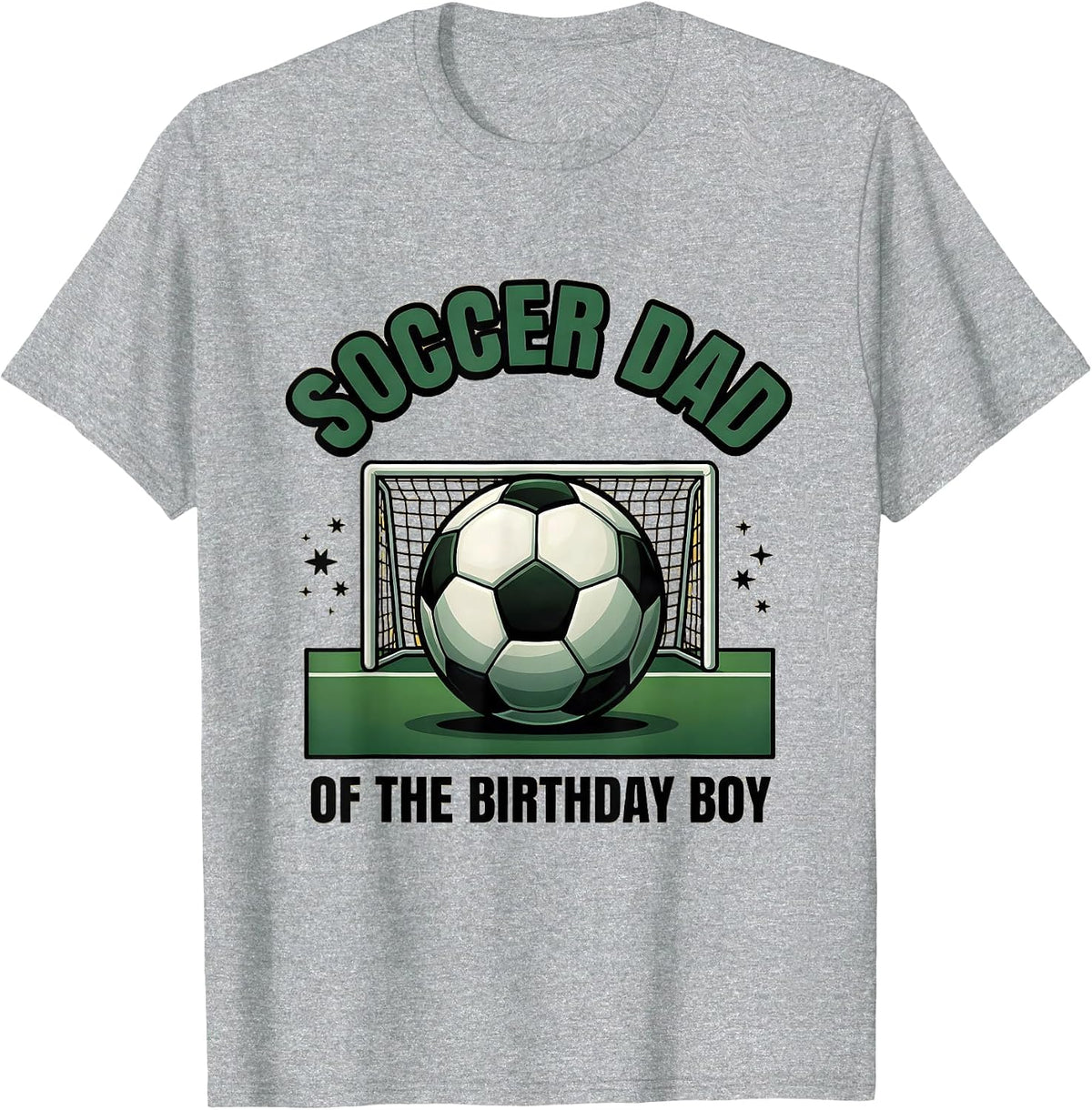 Men's Soccer Dad Of The Birthday Boy Flat Vector Family Matching T-Shirt - Heather Grey