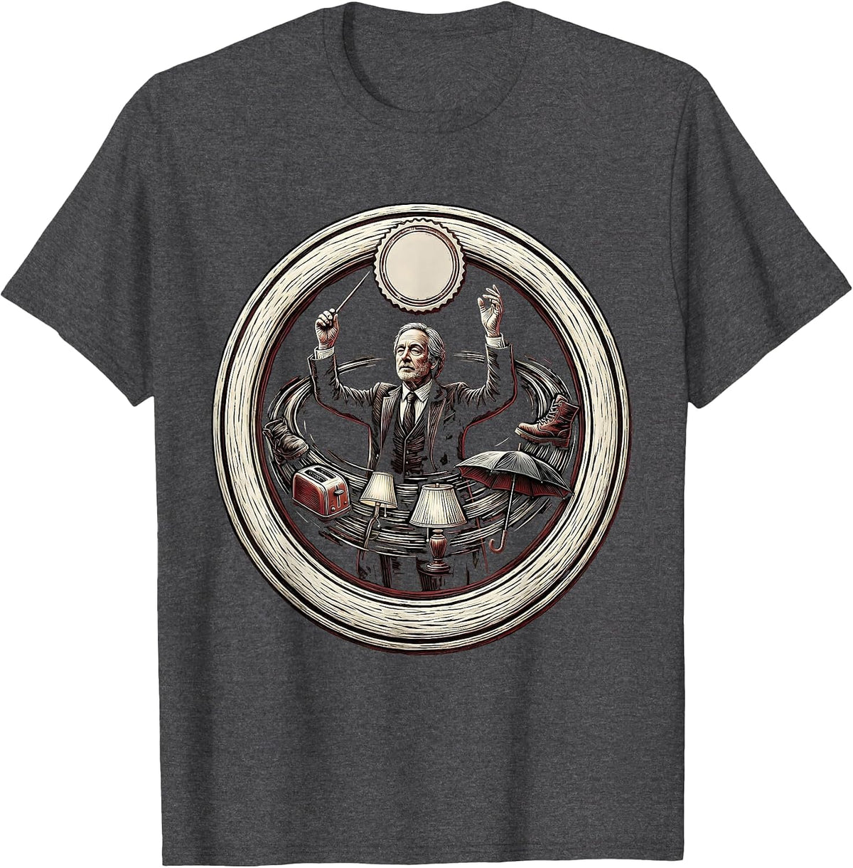 Men's Serene Conductor Chaos Coordinator Deadpan Humor T-Shirt - Dark Heather Grey