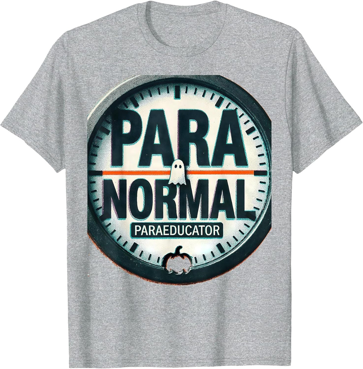 Men's Para Normal Paraeducator Risograph Halloween Para Teacher T-Shirt - Heather Grey