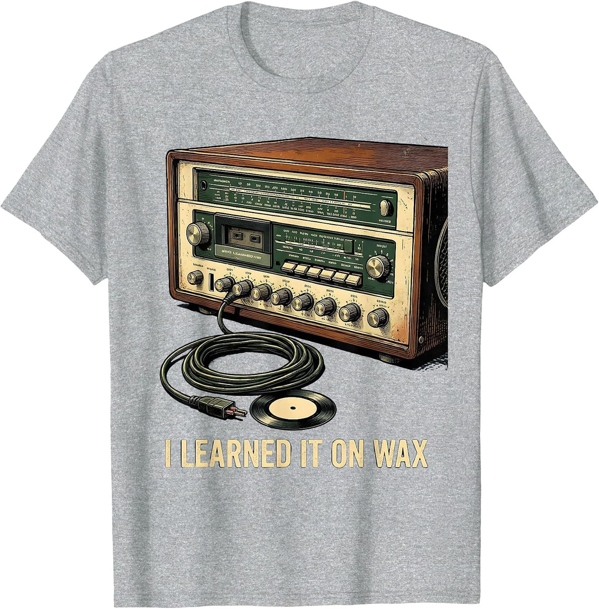 Men's I Learned It On Wax Vintage Retro Hip-Hop Music Nostalgia T-Shirt - Heather Grey