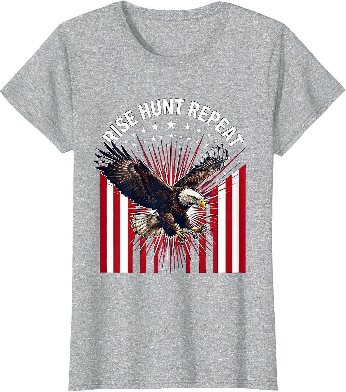 Rise Hunt Repeat Hunting Lifestyle Design T-Shirt - Heather Grey
