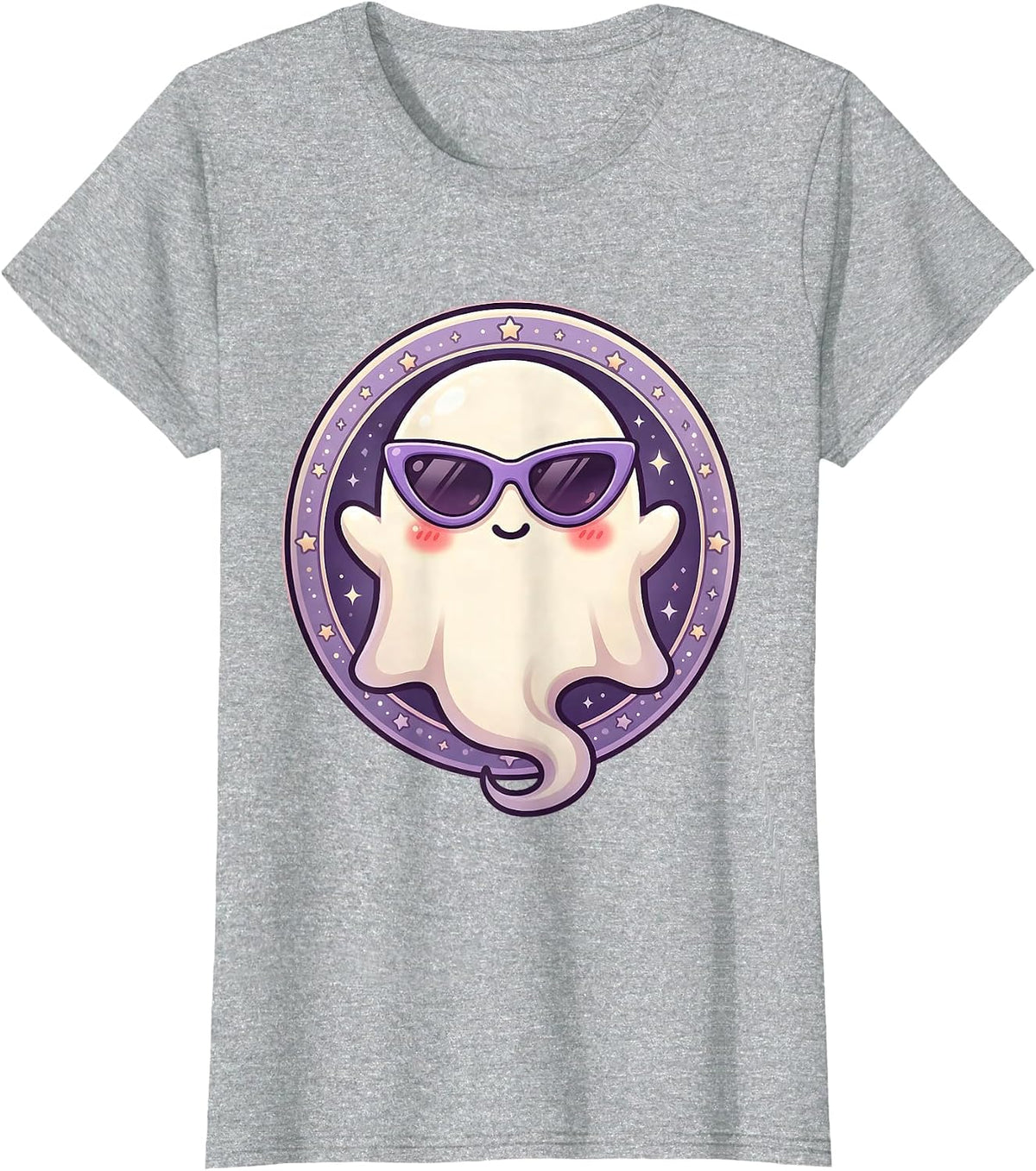 Women's Boo Jee Ghost Wearing Designer Sunglasses T-Shirt - Heather Grey