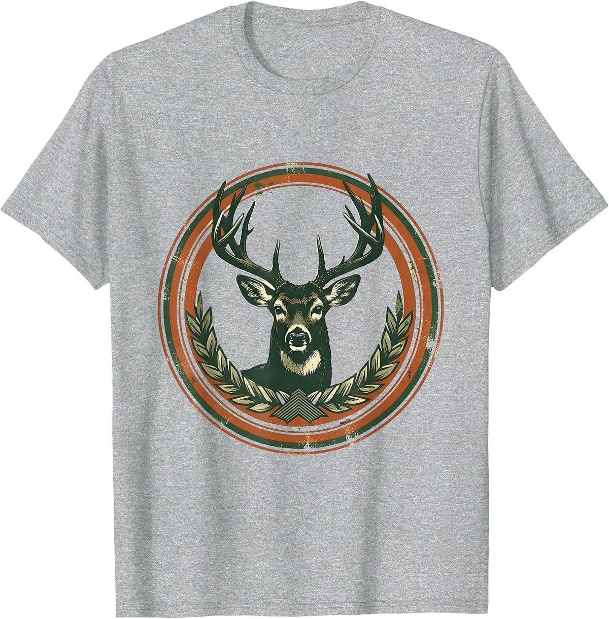 Men's Whitetail Head Vintage Deer Hunting Dad Gift T-Shirt - Heather Grey