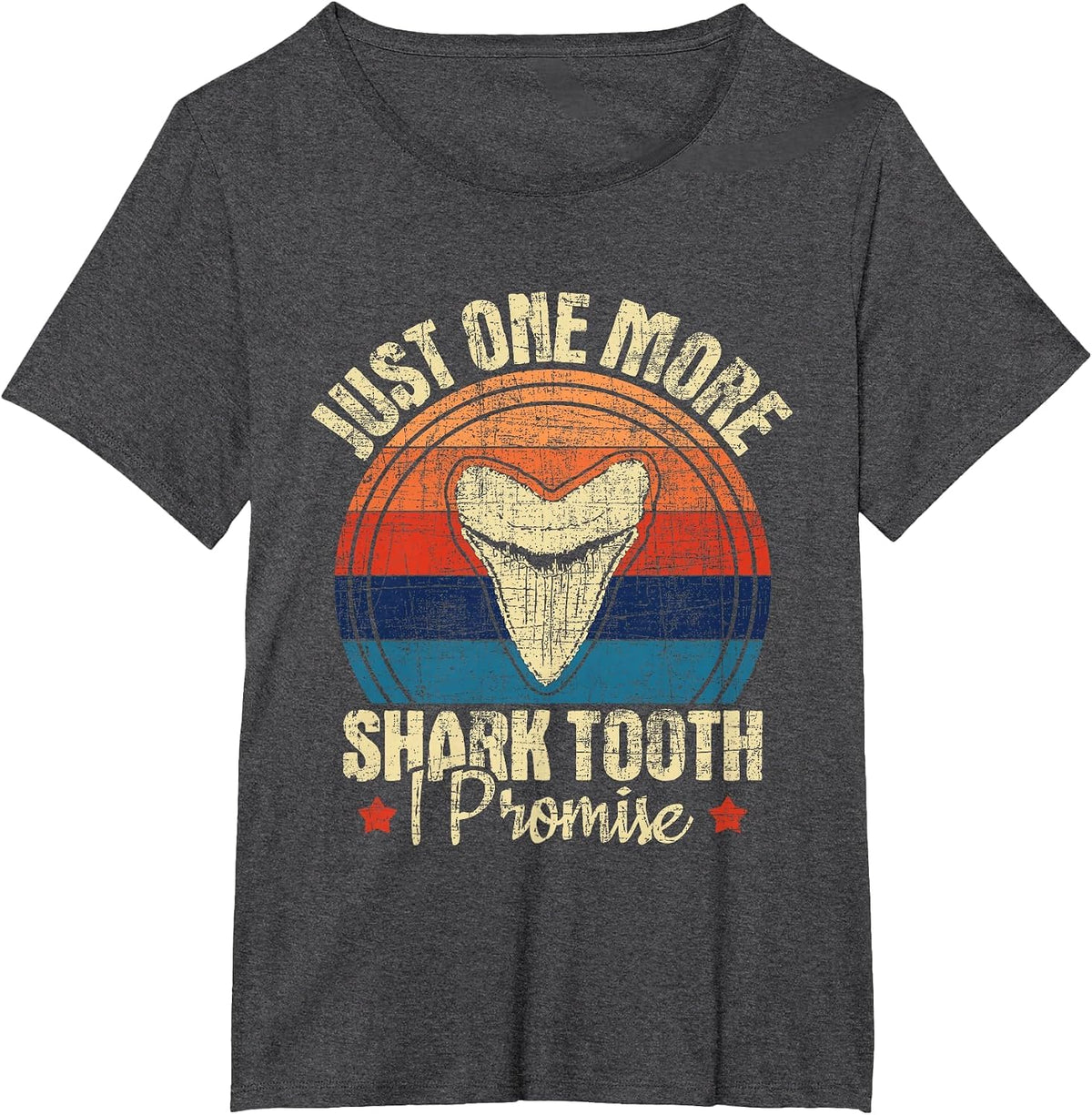 Just One More Shark Tooth I Promise - Retro Fossil T-Shirt - Dark Heather Grey
