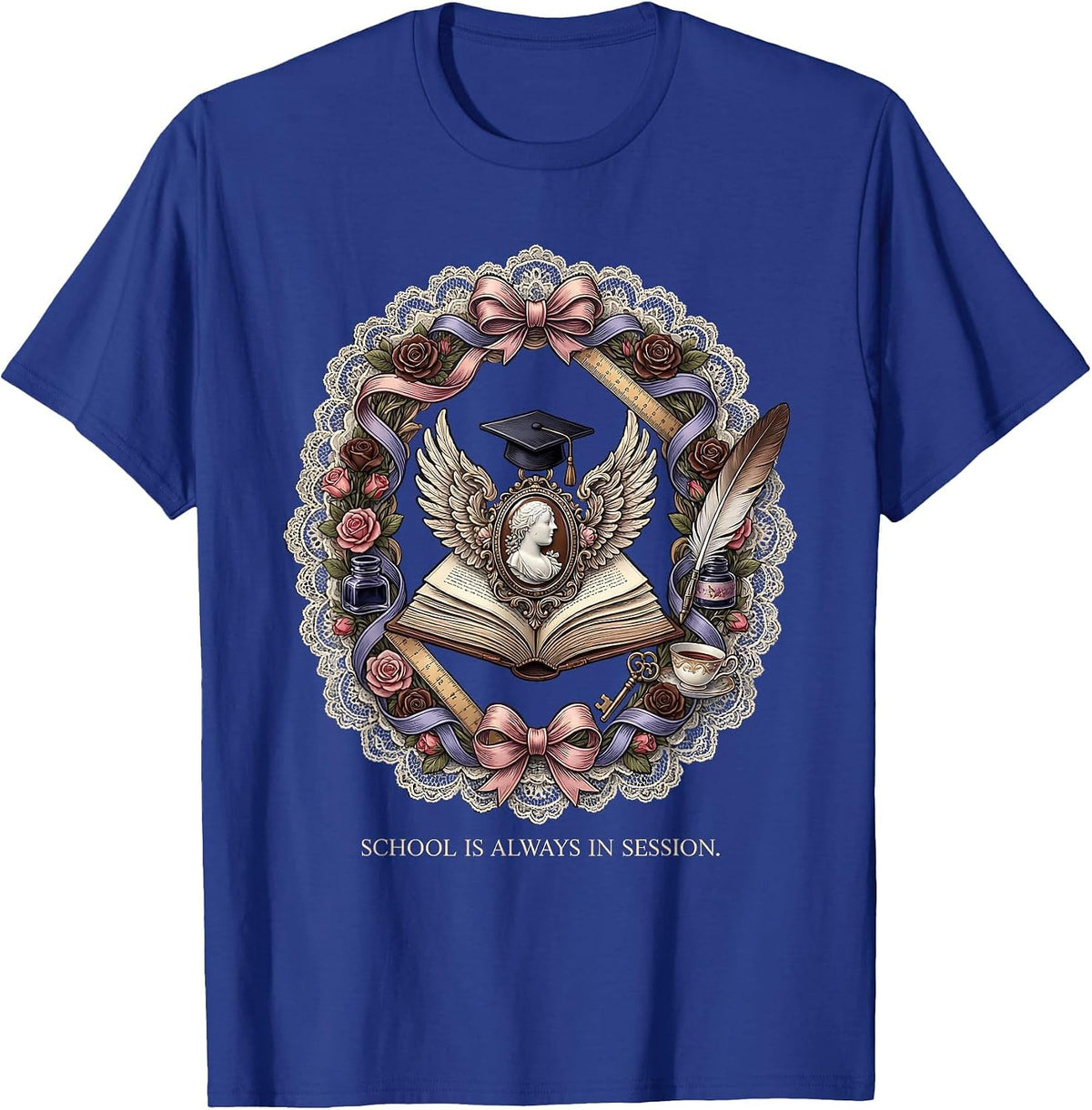 Men's School Is Always In Session Teacher Design T-Shirt - Royal Blue