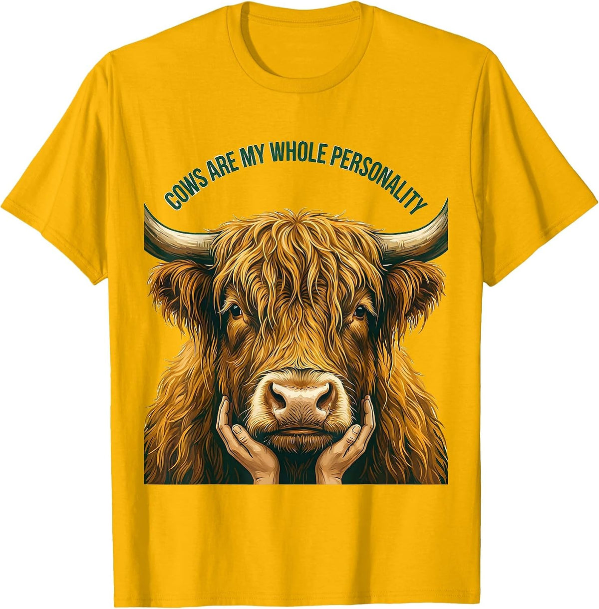 Men's Cows Are My Whole Personality Funny Highland Cow Farm Animal T-Shirt - Golden Yellow