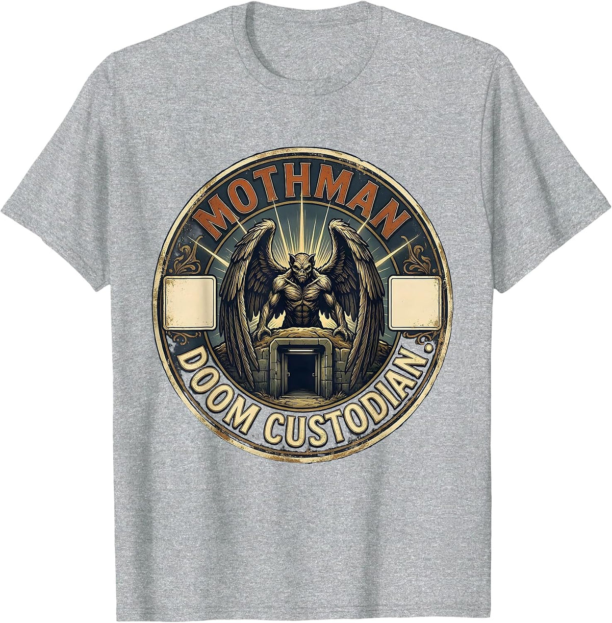 Men's Mothman Doom Custodian Vintage Cryptozoology Folklore T-Shirt - Heather Grey