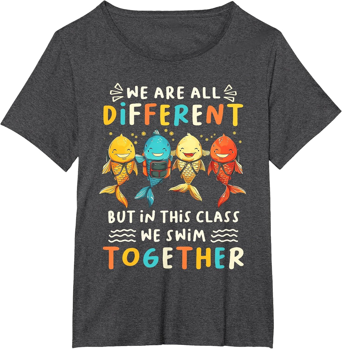 Special Education Sped Teacher Student We Swim Together Kids T-Shirt - Dark Heather Grey