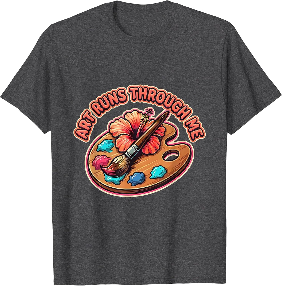 Art Runs Through Me Renaissance Design T-Shirt - Dark Heather Grey