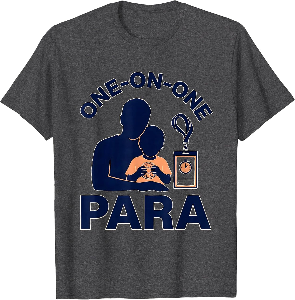 Men's One-On-One Para Funny Paraprofessional Back To School T-Shirt - Dark Heather Grey