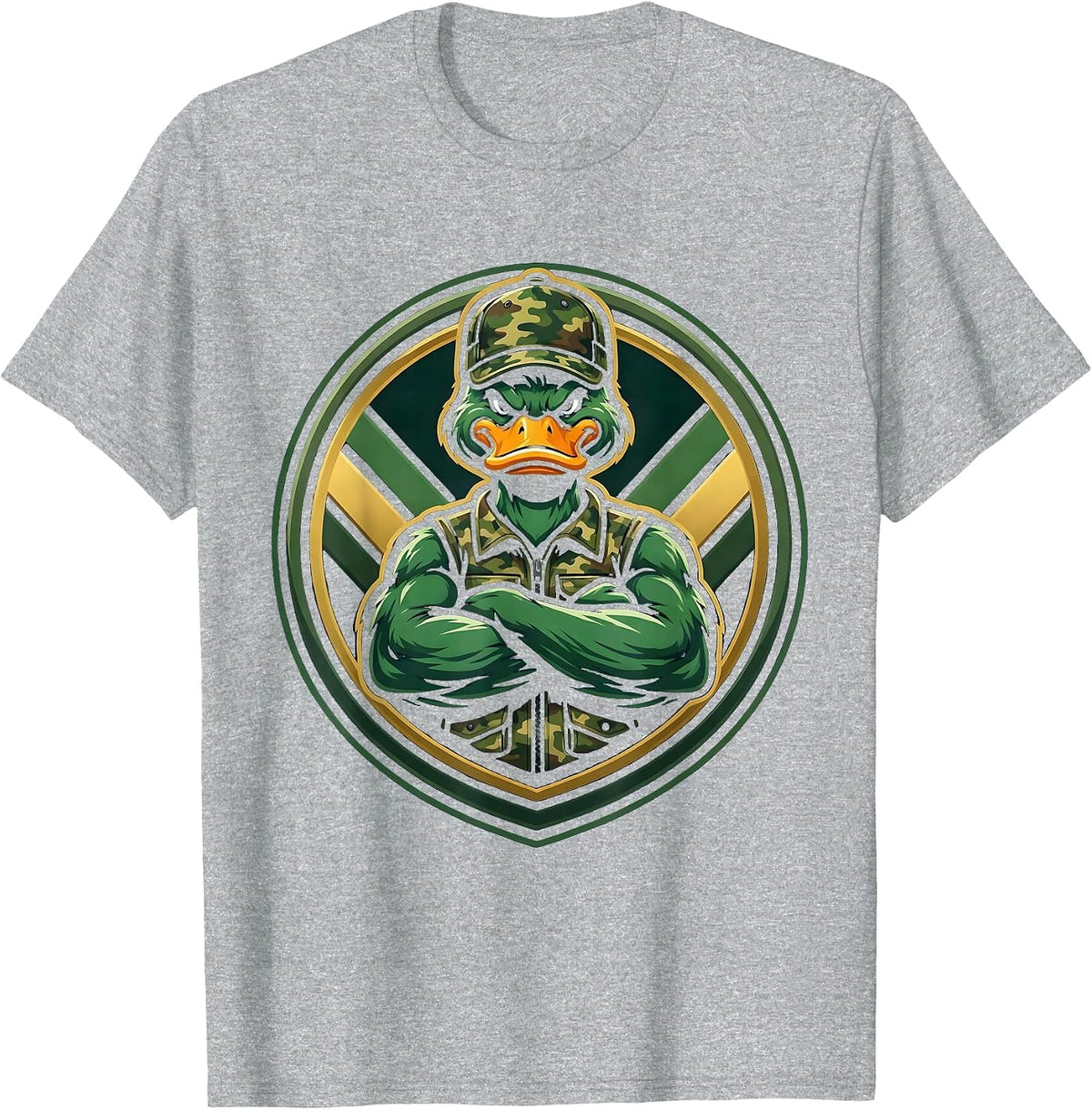 Men's Kids Camo Duck Hunting Illustration T-Shirt - Heather Grey