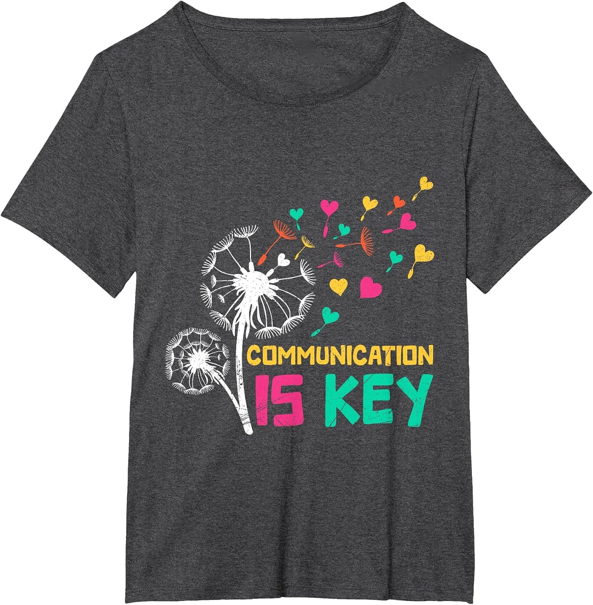 Autism Communication is Key Funny Dandelion T-Shirt - Dark Heather Grey