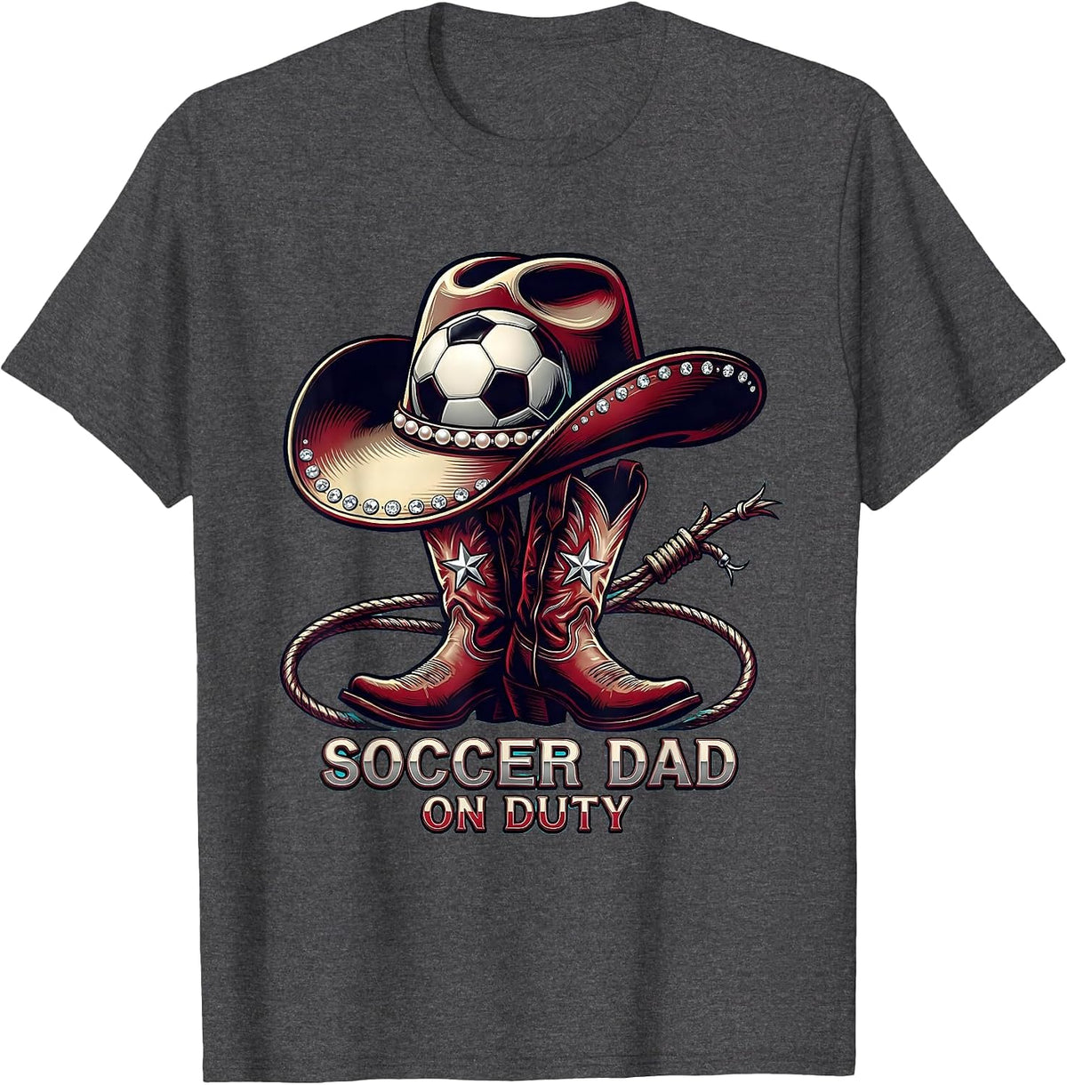 Men's Soccer Dad On Duty Graphic Design T-Shirt - Dark Heather Grey