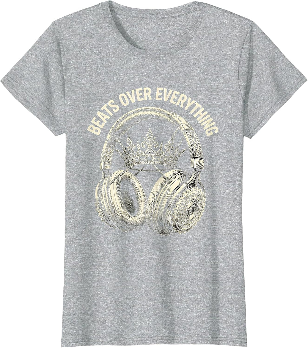 Women's Beats Over Everything Hip Hop Music Design T-Shirt - Heather Grey