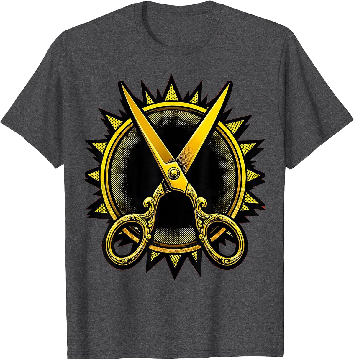 Ornate Golden Scissors Rock Paper Scissors T-Shirt - Dark Heather Grey