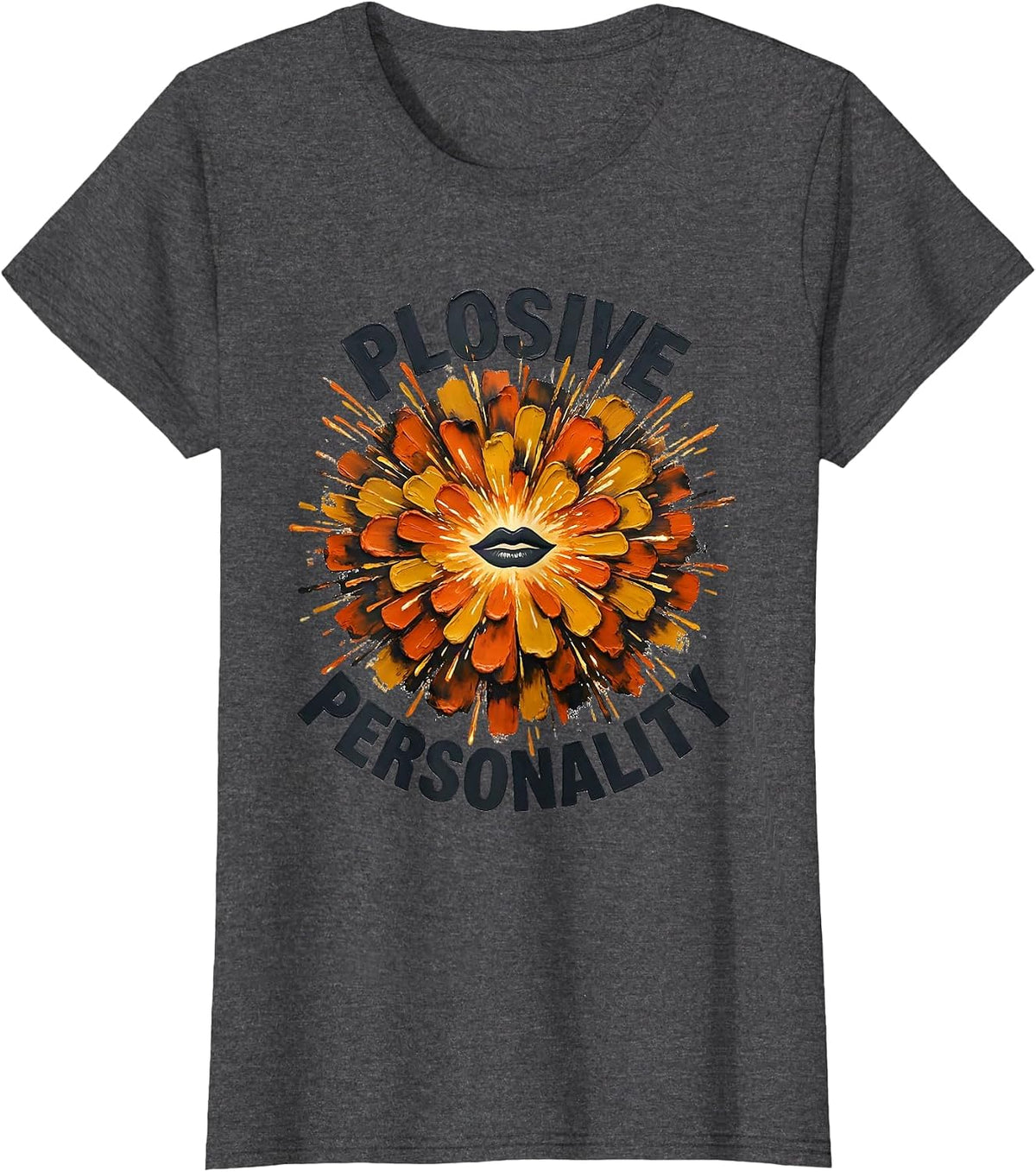 Women's Plosive Personality Retro Floral Speech Language Pathologist T-Shirt - Dark Heather Grey