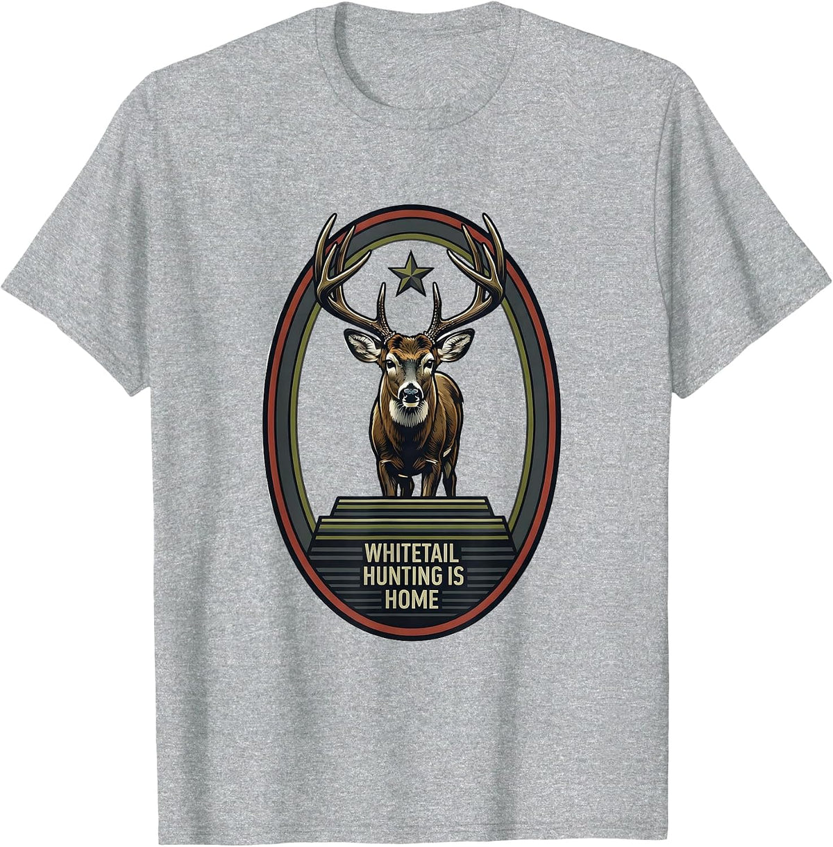Men's Whitetail Hunting Is Home Patriotic Camo Hunter Dad Gift T-Shirt - Heather Grey