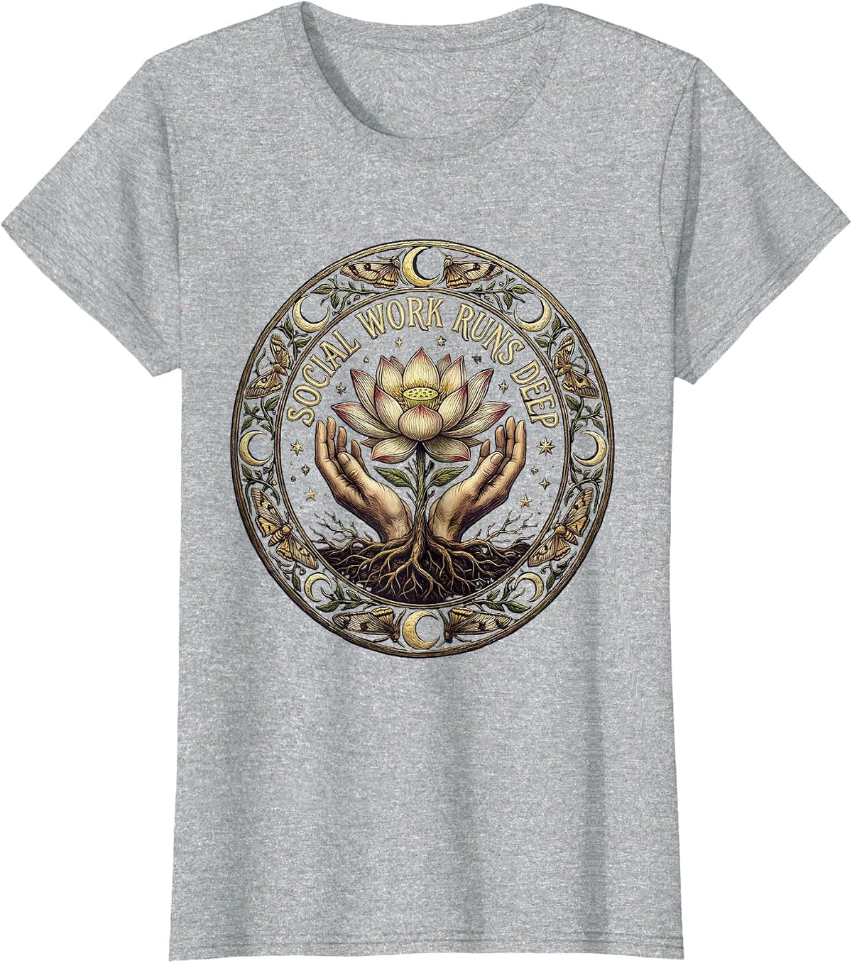 Women's Social Work Runs Deep Social Worker Design T-Shirt - Heather Grey