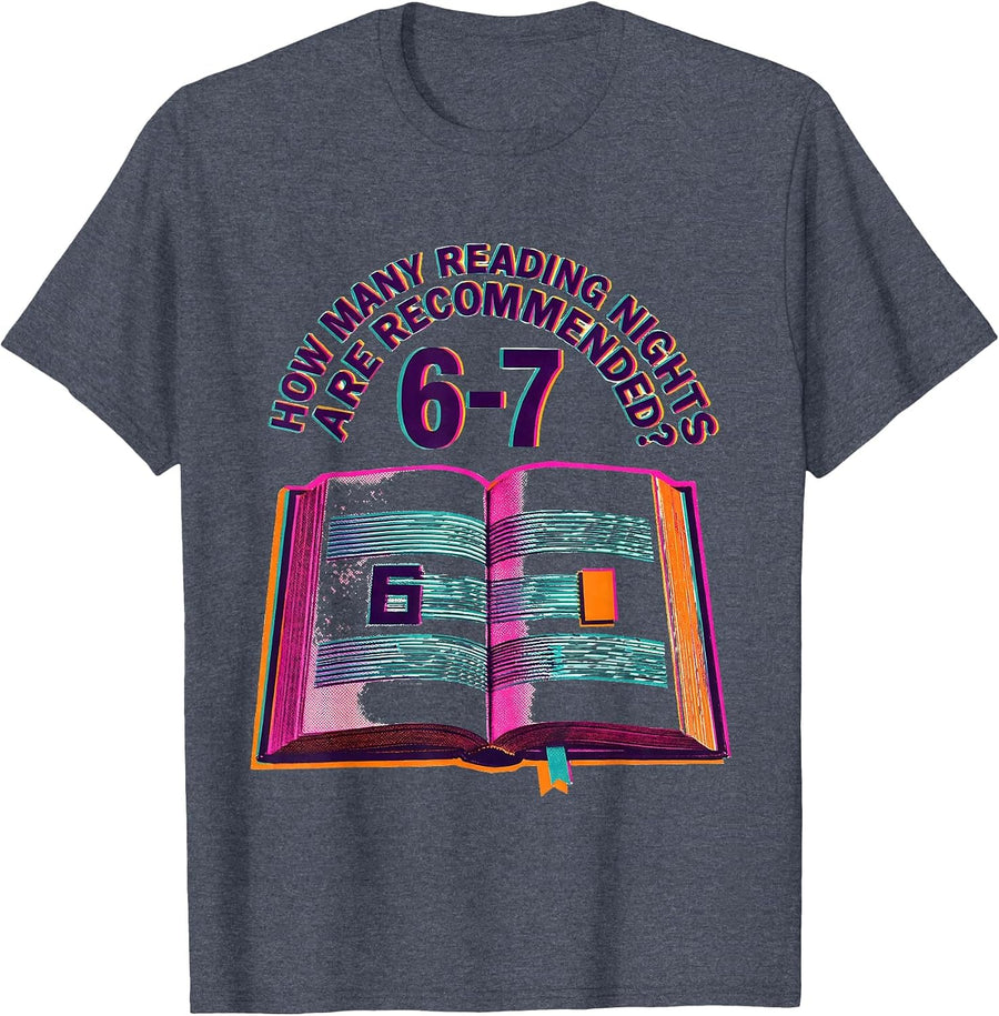How Many Reading Nights Are Recommended? 6-7 Teacher T-Shirt - Heather Blue