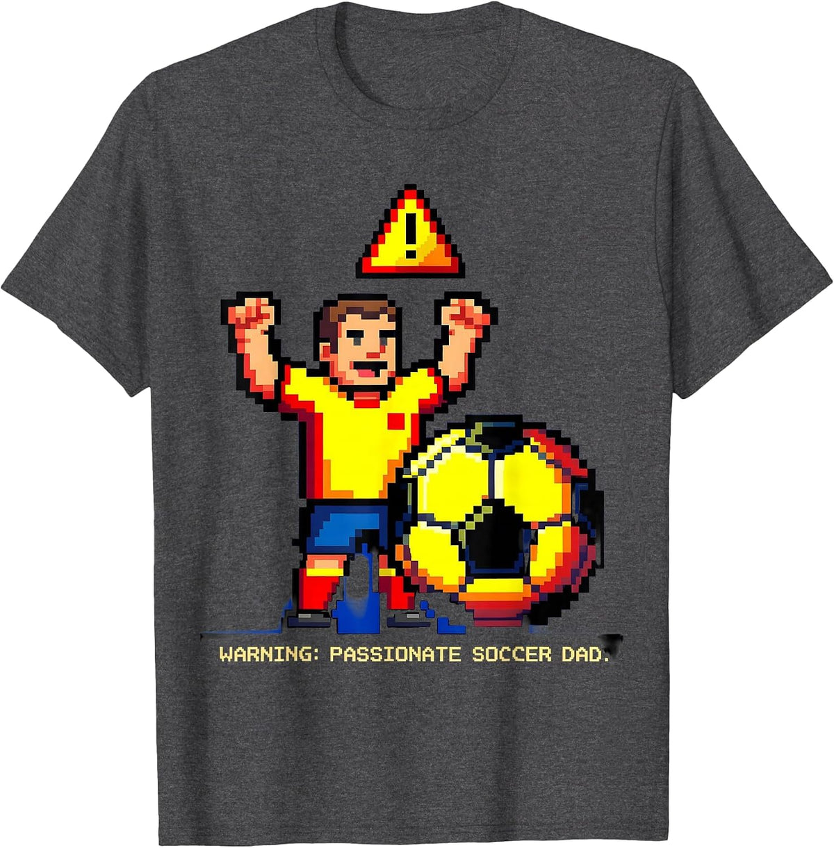 Men's Warning Passionate Soccer Dad Graphic Design T-Shirt - Dark Heather Grey