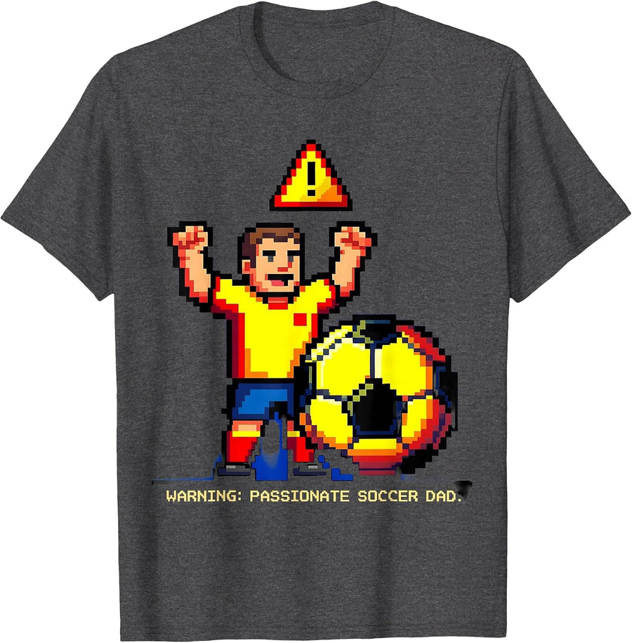 Men's Warning Passionate Soccer Dad Graphic Design T-Shirt - Dark Heather Grey