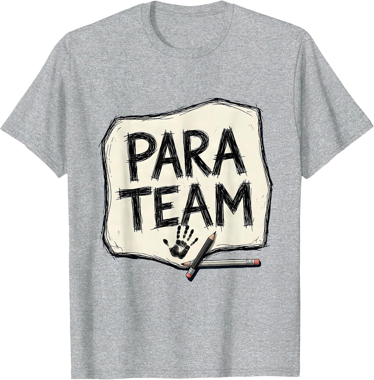 Men's Para Team Hand-Sketched Teacher Appreciation Back To School T-Shirt - Heather Grey