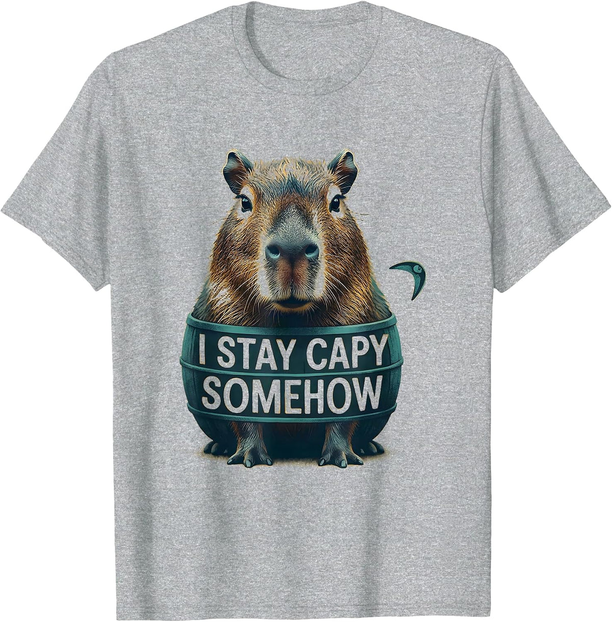 Men's I Stay Capy Somehow Funny Capybara Meme Animal Lover Humor T-Shirt - Heather Grey
